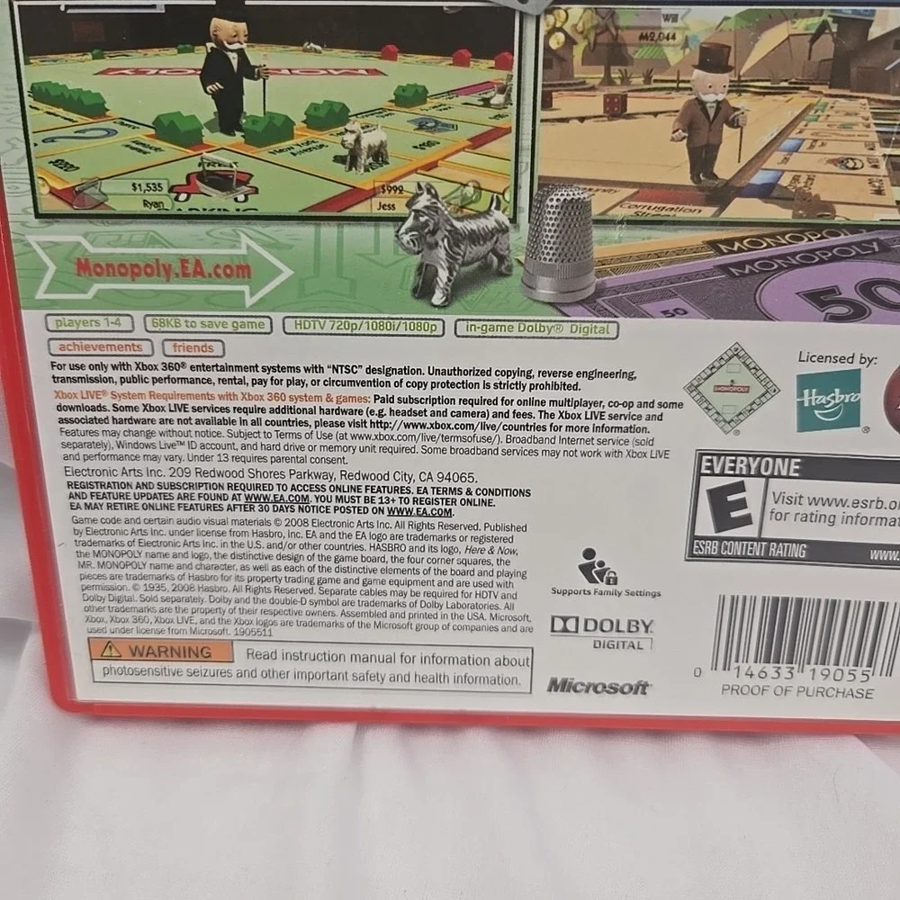 Monopoly Xbox‎ 360 2008/nice disc. No Manual
